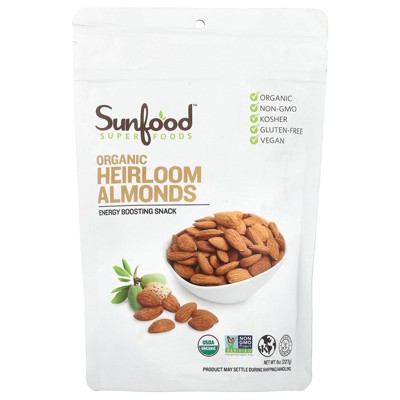 Sunfood Organic Heirloom Almonds, 8 oz (227 g)