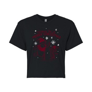 Women's - Winnie the Pooh - Wishing For A Merry Christmas Cropped Graphic T-Shirt - 1 of 4