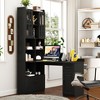 Okak 55.12IN Modern 2-in-1 L Shaped Desk with Glass Cabinet Doors, Corner Desk with Drawers and Bookshelf, Standing Desk for Home, Office - 3 of 4