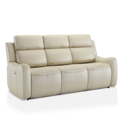 Morada Powered Faux Leather Recliner Sofa Beige - HOMES: Inside + Out