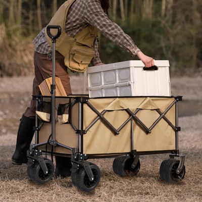 BEAFUP Foldable Utility Wagon with All-Terrain Wheels - Capacity Collapsible Cart for Beach, Garden, Camping - Ideal for Families, Outdoor