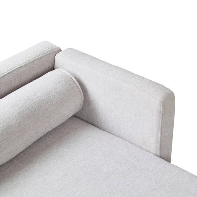 Gray Upholstered Lawson Bench with Bolster Pillows