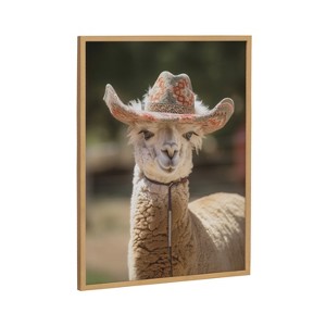 Kate & Laurel All Things Decor 16"x20" Gallery Boho Llama Alpaca Western Cowgirl Hat Print by The Creative Bunch Studio Gold - 1 of 4