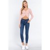 Slickblue V-Neck Front Knotted Cropped Sweater, Light Pink/Ochre, Acrylic-Blend, Sizes S-L, Modern Fit - 3 of 4