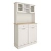 MAYEERTY White 67.7" Tall Kitchen Trash Cabinet, 3 Adjustable Shelves 2 Drawers Tilt-Out Bin - 3 of 4