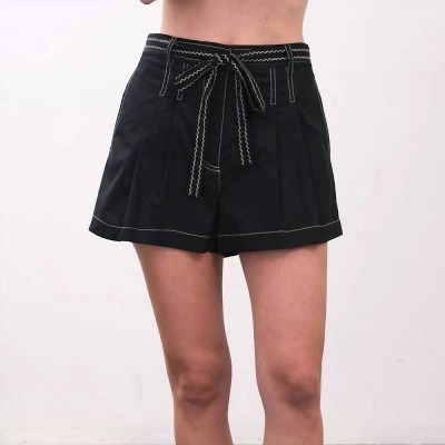Women's Paper Bag Belt Detail Short - MOON RIVER