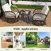 ELJGET Outdoor Swivel Rocker Bistro Set 3PCS Wicker Patio Set With 2 Swivel Rocking Chairs, Cushions and Tempered Glass Side Table - 3 of 4