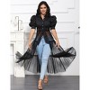 Women's 2025 Casual Mesh See Through Shirts Long Dresses with Belt V Neck Button Down Club Party Outfits - 2 of 4