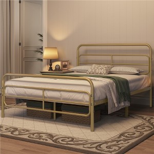 Yaheetech Modern Metal Platform Bed with Geometric Patterned Headboard - 1 of 4