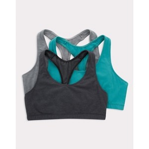 Hanes Women's Cotton Racerback Sports Bralette, Low Impact, 3-Pack - 1 of 2