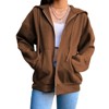 Womens Sweatshirts Hooded Fleece Lined Sweatshirt Long Sleeve Zip Up Jacket - 4 of 4