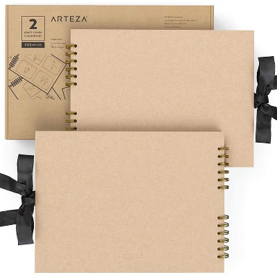 Arteza Sketchbook, Spiral-Bound Hardcover, Brown, 9 inch x 12 inch - Pack of 2