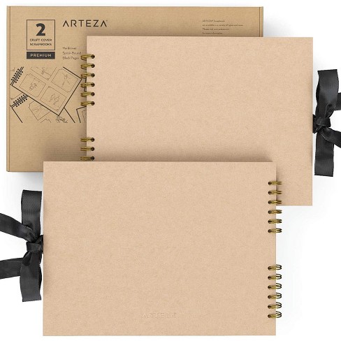 Arteza Spiral-bound Scrapbook, 8.5x11, 40 Black Sheets - 2 Pack : Target