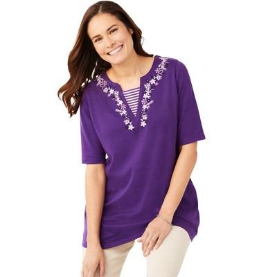 Woman Within Plus Size 7-Day Embroidered Layered-Look Tunic