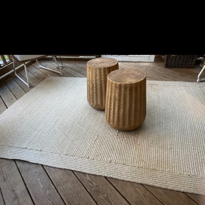 Natural Woven Rectangular Braided Outdoor Rug Heathered Cream - Threshold™  : Target