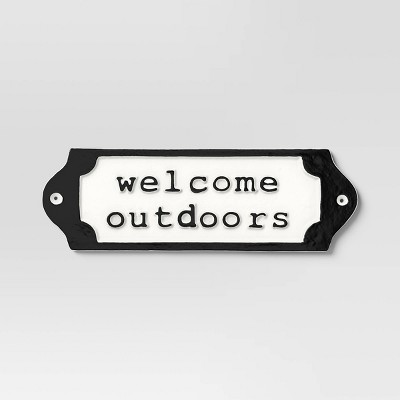 Cast Metal Garden Sign &#34;Welcome Outdoors&#34; - Threshold&#8482;