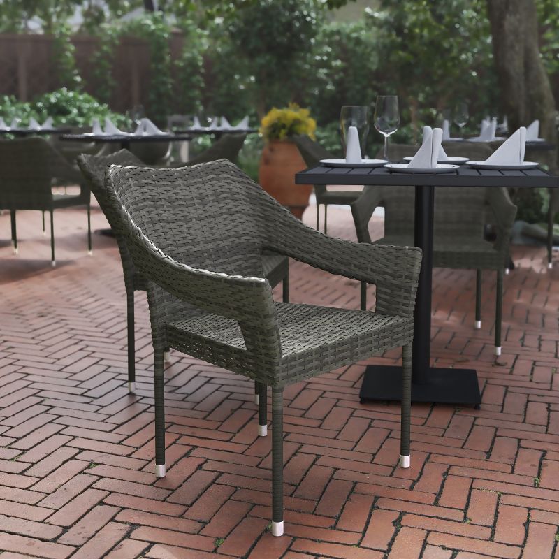 Flash Furniture Ethan Commercial Grade Stacking Patio Chair, All Weather PE Rattan Wicker Patio Dining Chair, 4 of 12