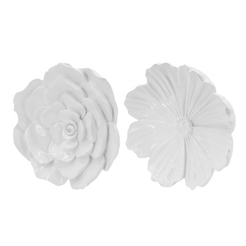 Set Of 2 Floral Wall Accents White - A&b Home : Target