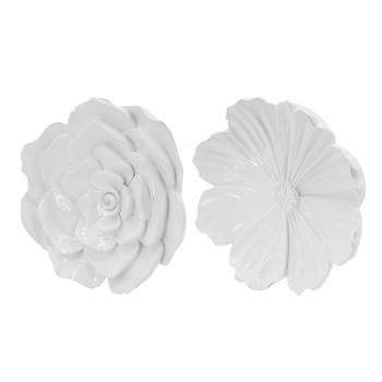 Set of 2 Floral Wall Accents White - A&B Home