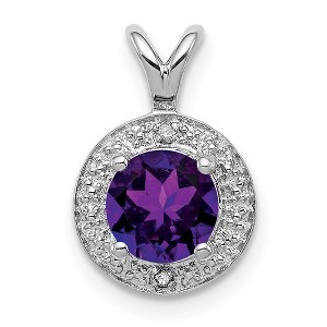 Black Bow Jewelry Rhodium Plated Sterling Silver, Diamond & Gemstone Pendant, 10mm - 1 of 4