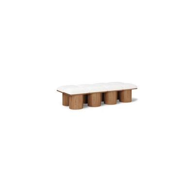 Meridian Furniture,Pavilion Cream Boucle Fabric Bench