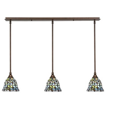 Toltec Lighting Any 3 - Light Chandelier in  Bronze with 7" Crescent Art Glass Shade