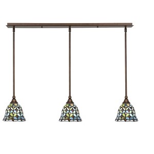 Toltec Lighting Any 3 - Light Chandelier in  Bronze with 7" Crescent Art Glass Shade - 1 of 1