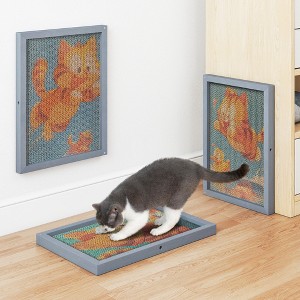 Sandinrayli Cardboard Cat Scratcher, Replaceable Cat Scratch Pads with Wooden Frame - 1 of 4
