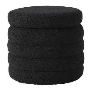 WestinTrends Alexandria Mid-Century Modern Faux Shearling Shearling Round Storage Ottoman - 1 of 4