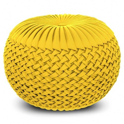 Faye Velvet Round Pouf Golden Yellow - Wyndenhall: Luxurious ...