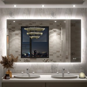 Apmir Super Bright 192 LEDs/m Back LED Lighted Anti-Fog Tempered Glass Bathroom/Vanity Mirror with ETL & 3-Year Warranty - 1 of 4