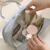 Anna-Kaci Travel Makeup and Toiletry Bag with Dual Compartments and Carry Handle - Light Blue - 3 of 4