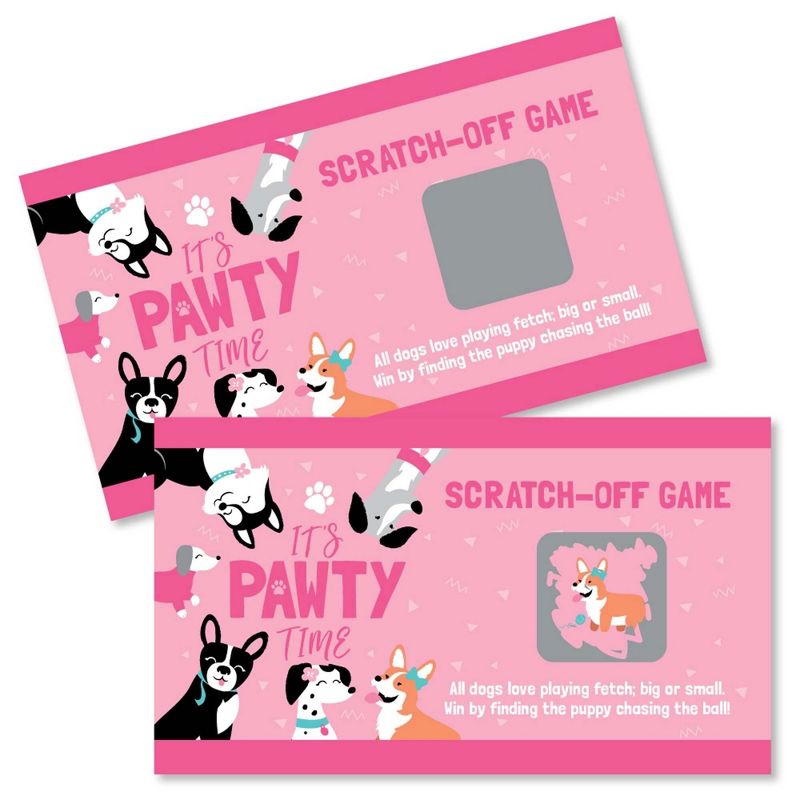 Big Dot of Happiness Pawty Like a Puppy Girl - Pink Dog Baby Shower or Birthday Party Game Scratch Off Cards - 22 Count, 1 of 7