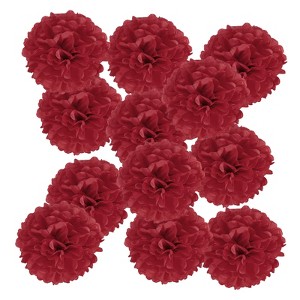 Unique Bargains Birthday Bachelorette Wedding Party Paper Pom Poms Flower Ball Kit 12 Pcs - 1 of 4