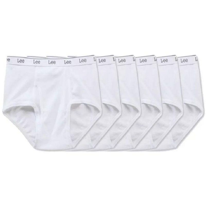 Lee Men's 100% Cotton Classic Tighty Whitey Briefs Elastic Band, 6-Pack - White, 1 of 3
