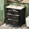 Vynxaria 30 Inch Matte Black Free Standing Bathroom Vanity with Ceramic Sink One Unit Solid Wood Frame Three Soft Close Drawers Luxe Gold Handles - 3 of 4