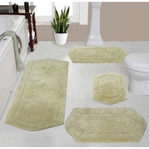 Waterford Tufted Bath Rug, Extra Soft and Absorbent, Non-Slip Bath Mats, Machine Washable bath rugs for Bathroom, 4 Pcs Set with Runner, Sage - 1 of 4