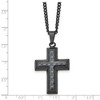 Black Bow Jewelry Black Plated Stainless Steel Blue Carbon Fiber Cross Necklace, 24 Inch - 4 of 4