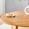 KTMBDW Round Dining Table, 42 Inches with Wooden and Imitation Rattan Pedestal Base, Modern Retro Dinner Table for Dining Room, Living Room, Office - 4 of 4