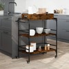 vidaXL Kitchen Trolley Smoked Oak 32.1 in.x16.1 in.x36.4 in. Engineered Wood - 3 of 4