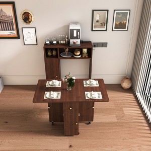 VYNXARIA Multifunctional Folding Dining Table with Wall-Mounted Sideboard & Storage for Small Apartments - 1 of 4