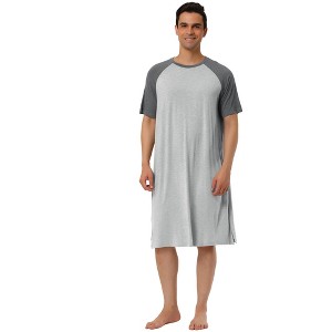 Lars Amadeus Men's Comfy Lounge Soft Loose Short Sleeves Sleep Nightgown - 1 of 4
