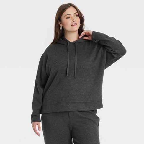 Women s Leisure Studio Knit Hoodie Sweatshirt Universal Thread Charcoal Gray 4x Target