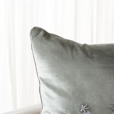 Silver Beaded Winter Tree Square Throw Pillow Set