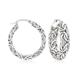 Ross-Simons Sterling Silver Small Byzantine Hoop Earrings - 1 of 4