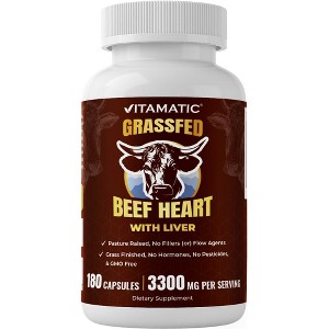 Vitamatic Grass Fed Beef Heart with Liver - 180 Capsules - 1 of 4