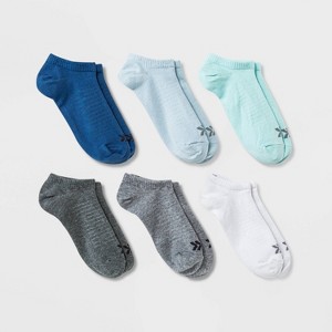 Women's Lightweight Mesh Striped L-Band 6pk No Show Athletic Socks - All In Motion™ 4-10 - 1 of 3
