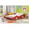 Okak Twin/Full Platform Bed Frame with Wheels & Race Car-Shaped Bedroom Furniture with Rails for Kids Noise-Free Bed Strong Wood Slats Easy Assembly - 2 of 4