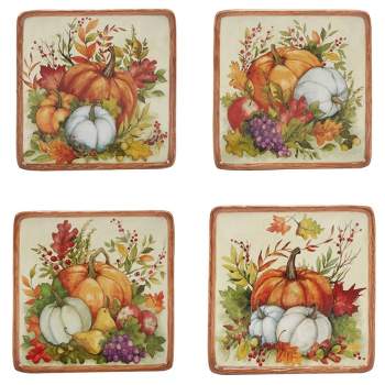 Certified International Set of 4 Harvest Blessings Canape Plates