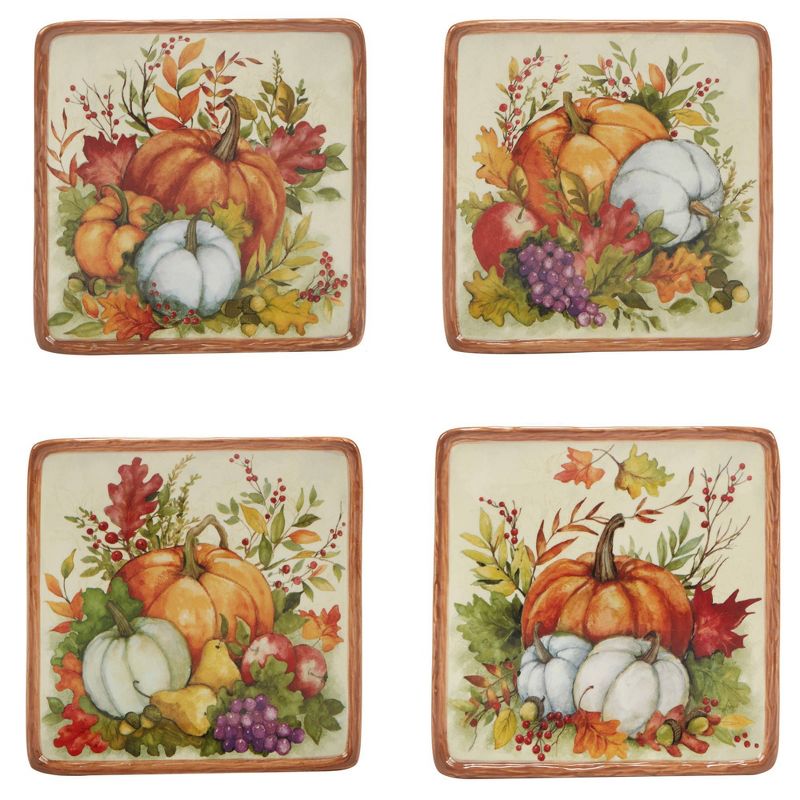 Certified International Set of 4 Harvest Blessings Canape Plates, 1 of 7